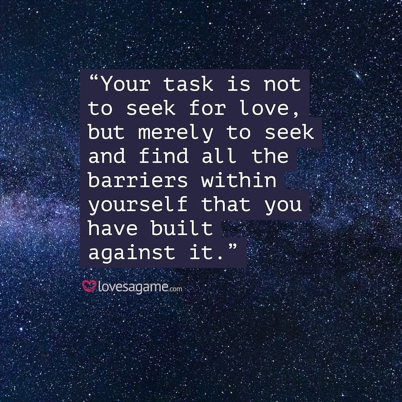 Breakup Quote: Your task is not to seek love